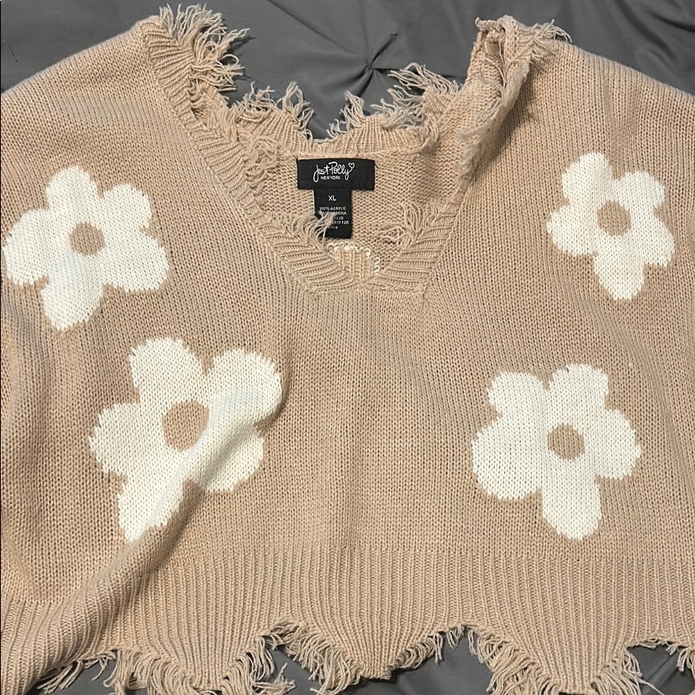 Oversized Rustic Floral Sweater